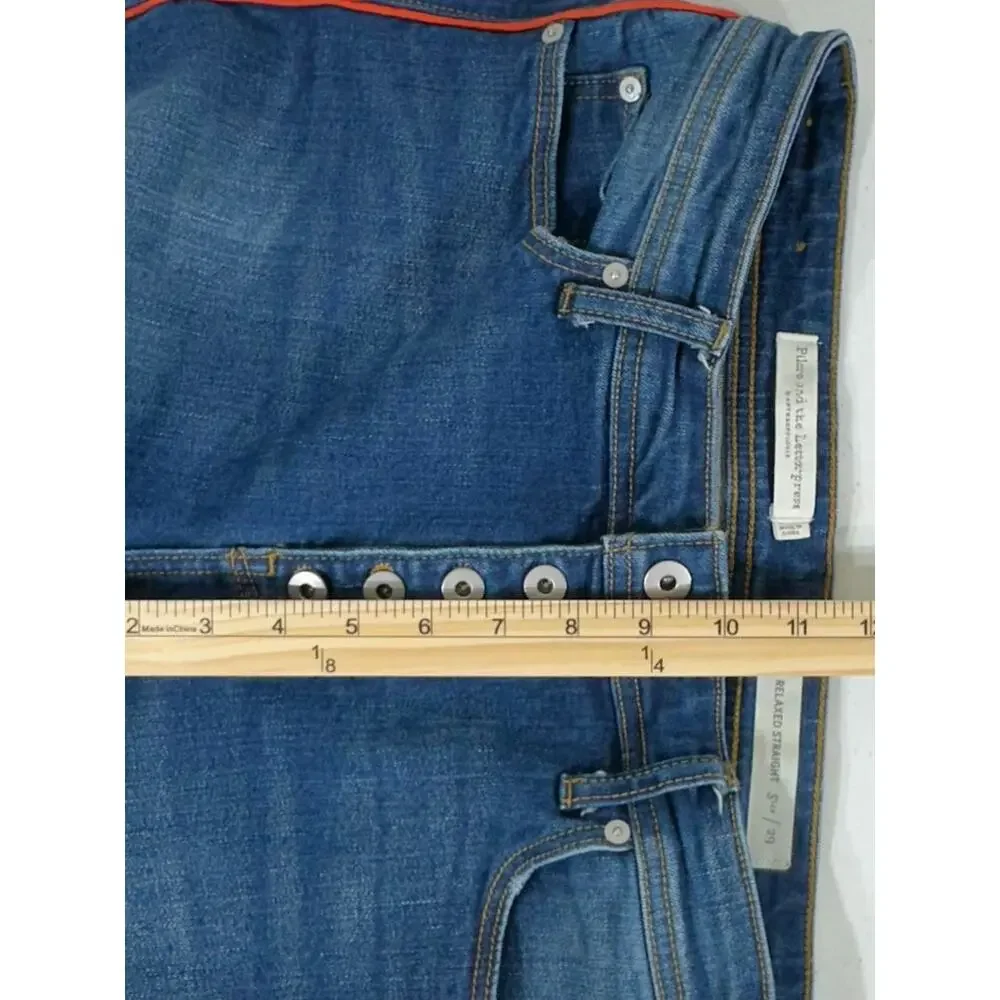 Pilcro Jeans Relaxed Straight Sz 29 (31x27.5)‎ Mid Rise Button Fly Orange Stripe - Picture 8 of 9